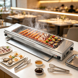 Asador Eléctrico sin Humo de 7KW de Alta Potencia, Máquina de Asar Comercial para Interiores, para Carne y Vegetarianos - Product Image 5
