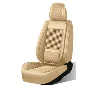 Fundas y Cojines de Asiento de Coche de Lujo de Alta Calidad K5, Universales, de Cuero y Cuentas de Madera, de 5 Piezas, para Todas las Estaciones - Product Image 1