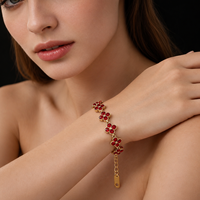 Bracelet tendance en acier inoxydable plaqué or 18 carats avec trèfle à quatre feuilles en zircon, étanche, coloré, réglable, unisexe, cadeau de bijoux