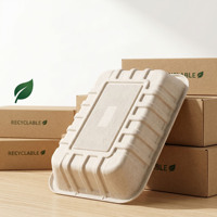 Lichtgewicht wegwerp voedselbakje van suikerrietbagasse, op maat gemaakt, biologisch afbreekbaar, voor vlees, gevogelte en visverpakkingen