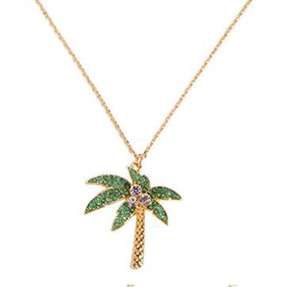 Collar de cristal de aleación de árbol de coco de piña de <span class=keywords><strong>flora</strong></span> y fauna tropical de diseño único de Venta caliente OEM para niñas - Product Image 6