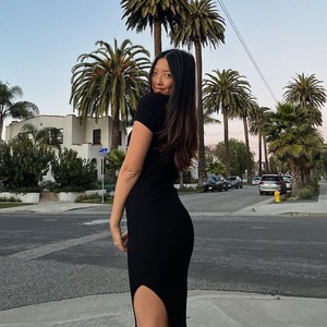 High Quality Turn-down Collar Bodycon <strong>Dress</strong> Button Short Sleeve <strong>Custom</strong> Ribbed Knitted Casual <strong>Dresses</strong> With High Slit - Product Image 3