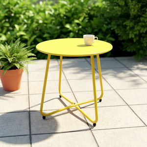 Leisure Modern Outdoor Steel Garden <b>Tables</b> Round Shape Balcony Patio <b>Side</b> <b>Tables</b> Easy Move Outdoor Furniture <b>Set</b> - Product Image 3