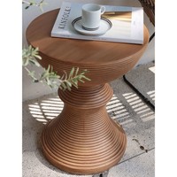 Meja Kopi Samping Desain Nordik Vintage Warna Kayu Alami Minimalis Modern dengan Permukaan Kaca Stainless Steel Motif Kayu