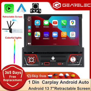 Autoradio 1 Din Android Carplay Auto Universel 7" Écran Rétractable IPS Navigation GPS Android 14 Lecteur Multimédia Vidéo pour Voiture - Product Image 1