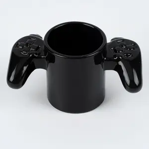 Tasse créative en céramique noire, avec poignée de commande, pour jouer à café, vente en gros, nouvelle collection,