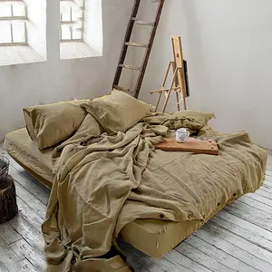 Luxury baby and kids pure French linen flax fabric duvet cover bed sheet bedding set home supplier