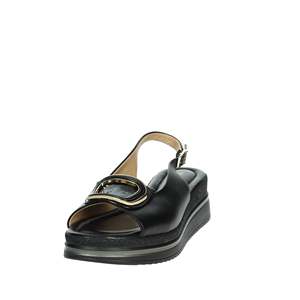 Sandales compensées pour femme Valleverde V32104 en cuir noir style plateforme - Product Image 6