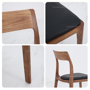 Antique Stackable Dining Chair in Luxury Retro Vintage Leather on Solid Ash Wood - Product Image 5