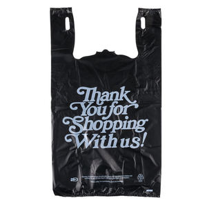 T-shirt de remerciement imprimé personnalisé Sacs à provisions en plastique de transporteur Sacs de chemise avec merci - Product Image 4