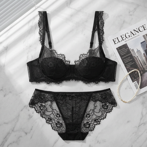 Women's Black Lace Lingerie <b>Set</b> <b>Sexy</b> Push-up Underwire Bra and Panty <b>Set</b> Comfortable Floral Lace Lingerie <b>Set</b> for Women - Product Image 2