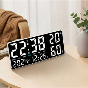 EMAF LED Multifuncional Grande Fonte Nova Temperatura Umidade Luz Analógico Digital Alarme Relógio De Parede Eletrônico para Sala De Estar - Product Image 3