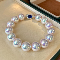 S925 Silber Blauer Saphir Akoya Aurora Tennyo Perlenarmband Perlmuttstrang 2026 Heißer Trend Großhandel Schmuckherstellung