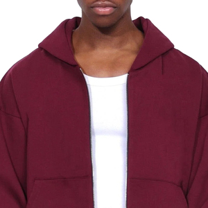 เสื้อฮู้ดมีซิปของผู้ชายผ้าฝ้าย100% 2ชิ้นลายโลโก้ตามสั่งย้อมสีธรรมดา - Product Image 2