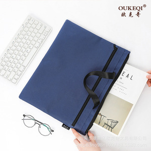 Oukeqi A4 Canvas Document Bag 38x30cm Zipper Men's <b>Briefcase</b> Durable Office Meeting Bag Customizable Logo - Product Image 3