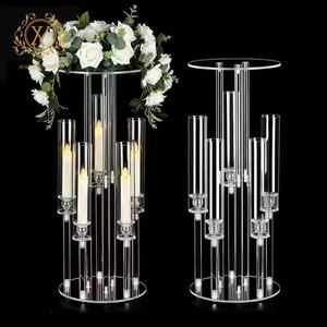 Support à fleurs multi-têtes en acrylique transparent, chandelier, décoration d'allée de mariage, centre de table pour événements et fêtes - Product Image 1