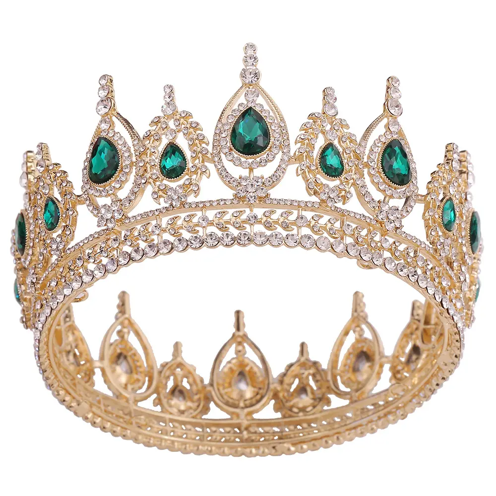 Kristal Koningin Kroon Voor Vrouwen Strass Bruiloft Tiara Hoofdband Volledige Ronde Prinses Kroon Haaraccessoires Voor Verjaardag