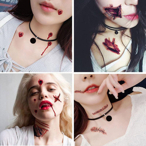 Pegatinas de Tatuajes Realistas de Halloween, Heridas de Sangre, Arte Corporal Temporal, Decoración Económica para Halloween - Product Image 5