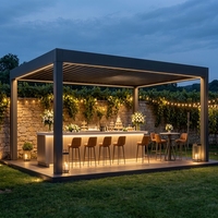 Pergola en aluminium anti-corrosion pour extérieur, toit à lamelles motorisées, imperméable, gazebo de jardin avec écran latéral, éclairage LED, personnalisable