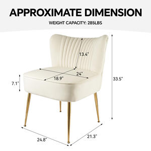 Chaise de salle à manger élégante en velours blanc capitonnée, dossier incurvé, texture matelassée, pieds en métal doré, coussin épais confortable, entrepôt Park - Product Image 4