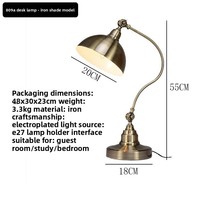 Lampe de bureau vintage en métal, CRI élevé Ra95, pliable, lumière de table 6000K, lumière du jour, interrupteur à bouton-poussoir, décoration pour bureau et étude