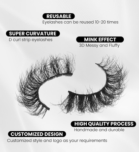 10 paires de <span class=keywords><strong>faux</strong></span> <span class=keywords><strong>cils</strong></span> en vison 3D, doux et volumineux, naturels, courts, classiques, épais, réutilisables, pour maquillage - Product Image 3