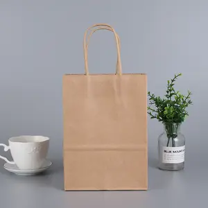 High quality Brown food grade disposable takeaway kraft paper bag very cheap kraft paper pouch bag