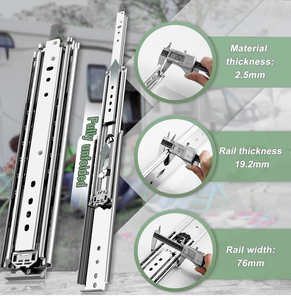 รางลิ้นชักแบบล็อคได้ 3 ตอน ขยายเต็ม 76 มม. รับน้ำหนัก 225 กก. พร้อมลูกปืนแบบล็อคสำหรับงานหนัก ขนาด 14 นิ้ว-60 นิ้ว - Product Image 2