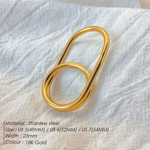 Waterproof Non Tarnish 2 Finger <b>Rings</b> 14k 18k PVD Gold Plated Fashion 316L Stainless Steel Double 2 Finger <b>Ring</b> for <b>Women</b> - Product Image 3