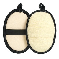Éponge de bain ovale naturelle en loofah pour l'exfoliation corporelle, tampon en loofah biologique écologique avec sangle de maintien, exfoliant corporel pour spa et douche