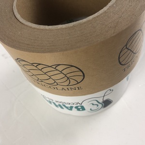 Eco Friendly Colored <strong>Custom</strong> <strong>Printed</strong> Brown White Self-adhesive Gum Kraft Paper <strong>Tape</strong> Roll with Logo Printing for Packaging - Product Image 3