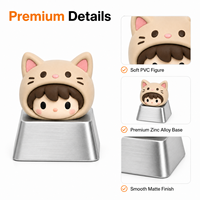 Capuchon de clavier mécanique personnalisé en alliage de zinc de qualité supérieure avec base en PVC souple et motif chat, finition mate lisse