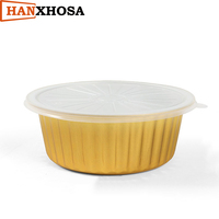 Plateau de cuisson rond en aluminium de qualité alimentaire de 1100 ml avec couvercle, récipient à gâteau jetable