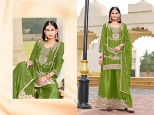 Nuevo Kurti Chino de Viscosa con Bordado y Trabajo Khalid con Conjunto de Chal para Mujer - Product Image 4