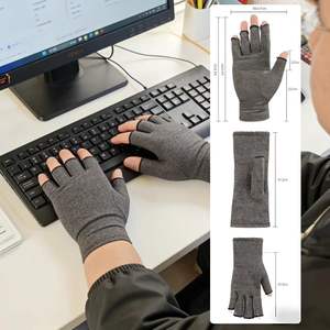 Sarung Tangan Kompresi Katun Spandex Bernapas Desain Tanpa Jari untuk Meredakan <span class=keywords><strong>Arthritis</strong></span> Mengetik Aktivitas Sehari-hari - Product Image 4