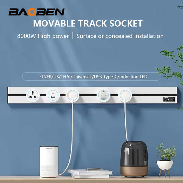 Kitchen Hidden Track Socket Wall EU US Uk Universal Wall Mounted Power Rail Orbital Socket Household Wall Power Track Socket