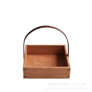 ตะกร้าเก็บของไม้เชอร์รี่ทรงสี่เหลี่ยมพร้อมหูจับสำหรับใช้บนโต๊ะในบ้าน - Product Image 5