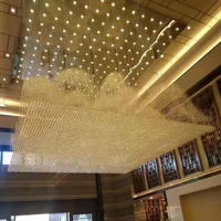 Lustre en cristal de grand plafond rectangulaire fait sur commande lustre de luxe de lumière pendante d'hôtel