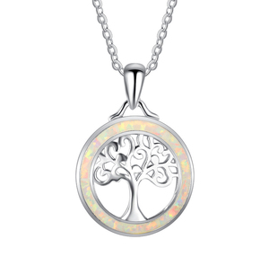 Fashion Opal Pendant Necklace S925 Sterling silver Tree of Life Clavicle Necklace Women's Jewelry Anniversary Birthday <b>Gift</b> - Product Image 1