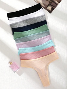 Paquete de 10 <span class=keywords><strong>Tangas</strong></span> de Mujer, Cómodas y Suaves, Sin Costuras, Acanaladas, Estilo Bikini, Ropa Interior Sexy para Primavera/Verano - Product Image 3