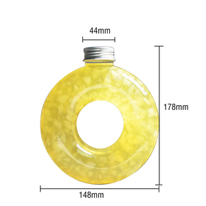 Botella de Plástico Transparente de Grado Alimenticio PETG de 300 ml y 500 ml, Desechable, con Forma de Donut, para Jugos, Bebidas, Leche, Té, con Tapa de Anillo - Product Image 1