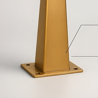 Pied de table conique doré en métal, base carrée pour projets de tables d'hôtel