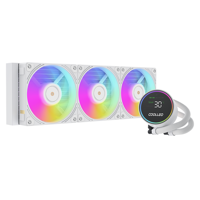 COOLLEO ICE Fairy 360 White Digital Display ARGB Water Cooler CPU Radiator Liquid Cooler for Gaming PC LGA115x/1200/1700/1851AMD