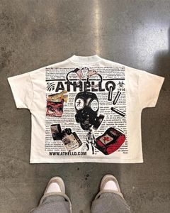 T-shirt pour homme, coupe ample, 240-250 GSM, coton, blanc, délavé à l'acide, imprimé DTF, personnalisé, brodé, vierge avec étiquettes, luxe - Product Image 1