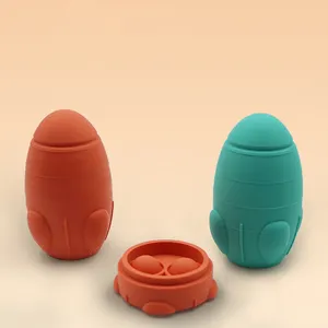 BPA gratis silikon bentuk roket Pop Up Fidget mainan sensorik pendidikan bayi silikon blok bangunan mainan untuk anak-anak