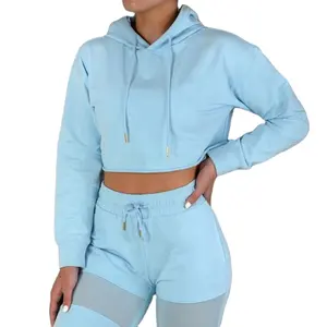 OEM service Gym cotton spandex classical crop hoodie for women