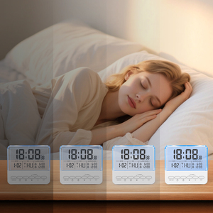 Horloge de chevet compacte au design minimaliste et peu encombrant, avec écran LCD transparent, affichage de l'heure, de la date, du jour de la semaine, des secondes et de l'heure d'été, double alarme. - Product Image 6