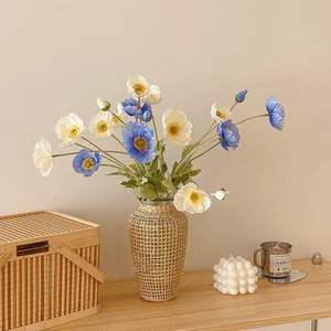 Venta al por mayor de fábrica: Flor de peonía artificial de seda hecha a mano con tallo flocado y 4 cabezas, ideal para el hogar, eventos, Pascua, Navidad y Año Nuevo Chino. - Product Image 4