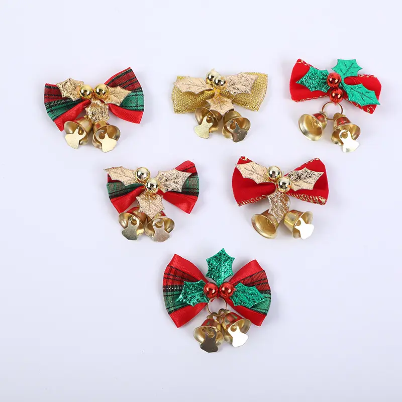 Gestreepte Blad Boog Kerstboom Krans Bell Ornament Christmas Gift Box Ornament
