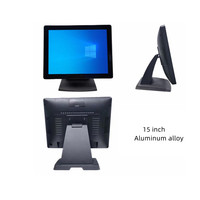 Terminal de point de vente en alliage d'aluminium à écran simple/double de 15/15, 6 pouces Machine de paiement Win7 de vente au détail/restaurant avec fonction SDK